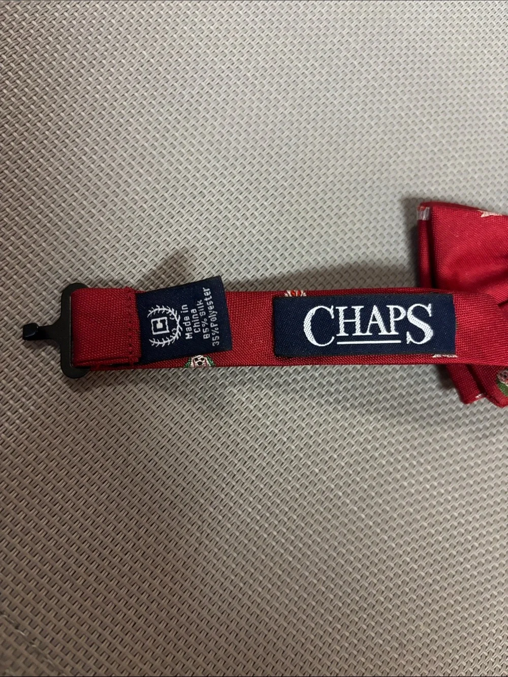 Chaps Red Bow Tie with Tiny dog Christmas wreath Motif